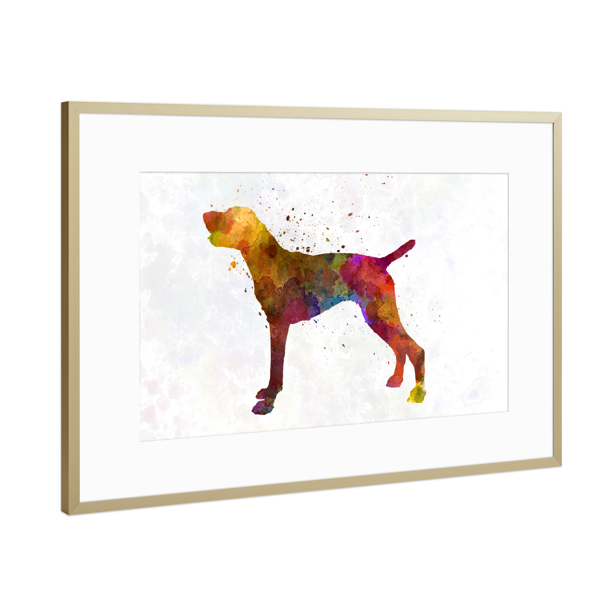 Poster mit Rahmen Gold "German Shorthaired Pointer dog" artboxONE - Tiere,Abstrakt - Dog,Dogs,Pet,Animal,Mammal,Watercolor,Dog poster,Abstract,Hund