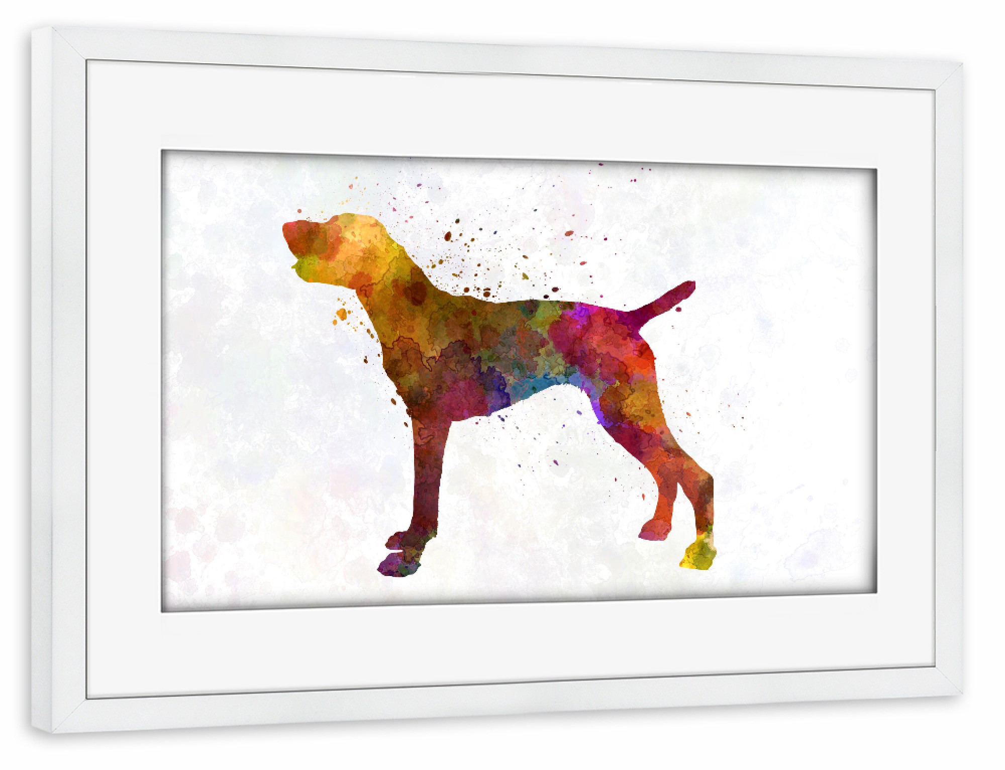 Poster mit Rahmen weiß "German Shorthaired Pointer dog" artboxONE - Tiere,Abstrakt - Dog,Dogs,Pet,Animal,Mammal,Watercolor,Dog poster,Abstract,Hund