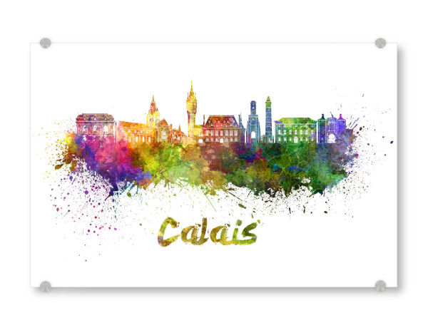 Acrylglasbild "CALAIS skyline in watercolor-b" artboxONE - Städte,Reise,Abstrakt,Architektur