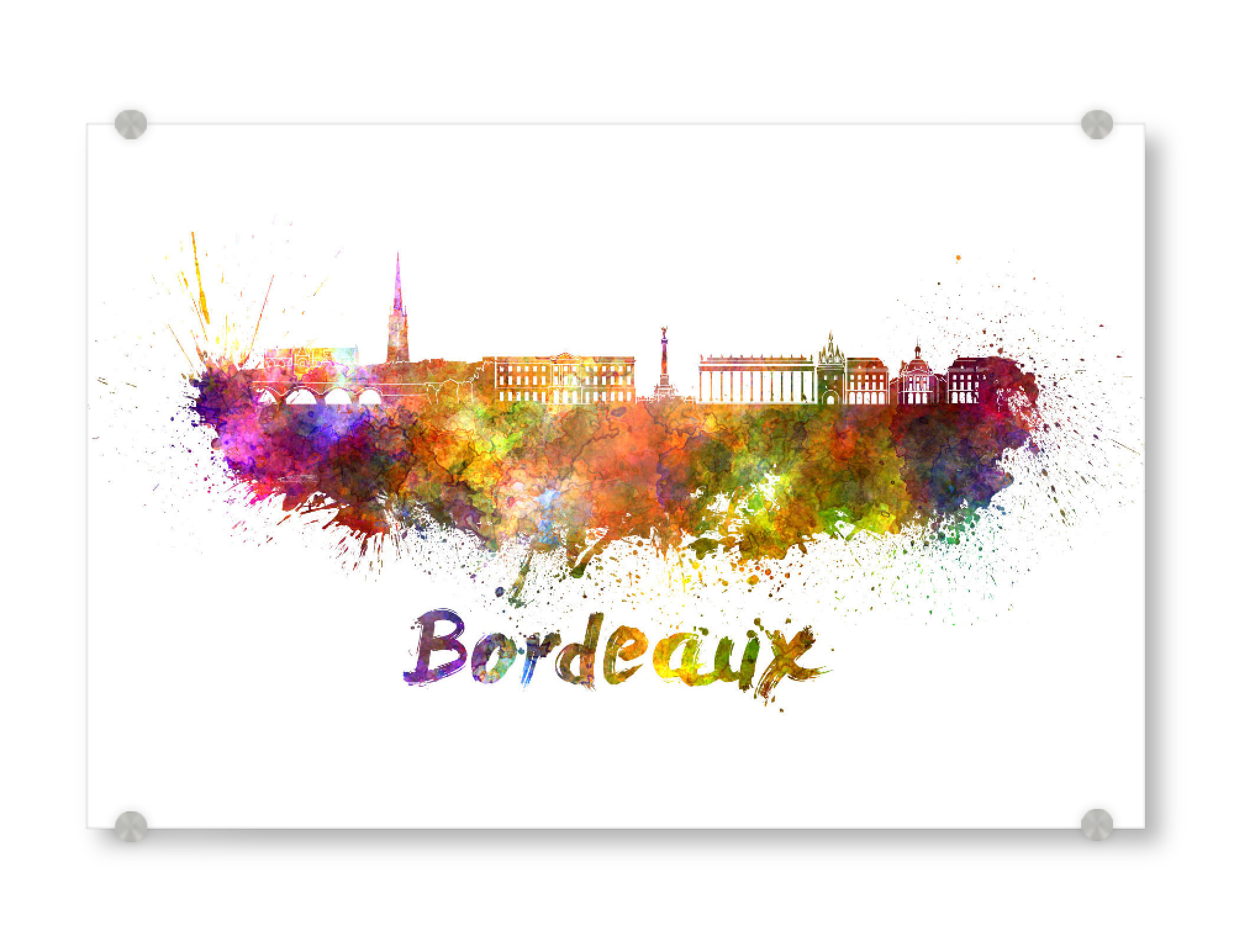 Acrylglasbild "BORDEAUX skyline in watercolor-b" artboxONE - Städte,Reise,Abstrakt,Architektur