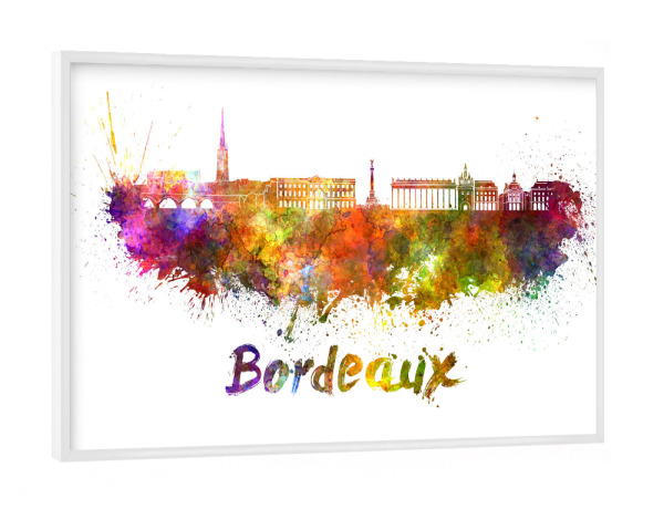 Poster mit weißem Rahmen "BORDEAUX skyline in watercolor-b" artboxONE - Städte,Reise,Abstrakt,Architektur