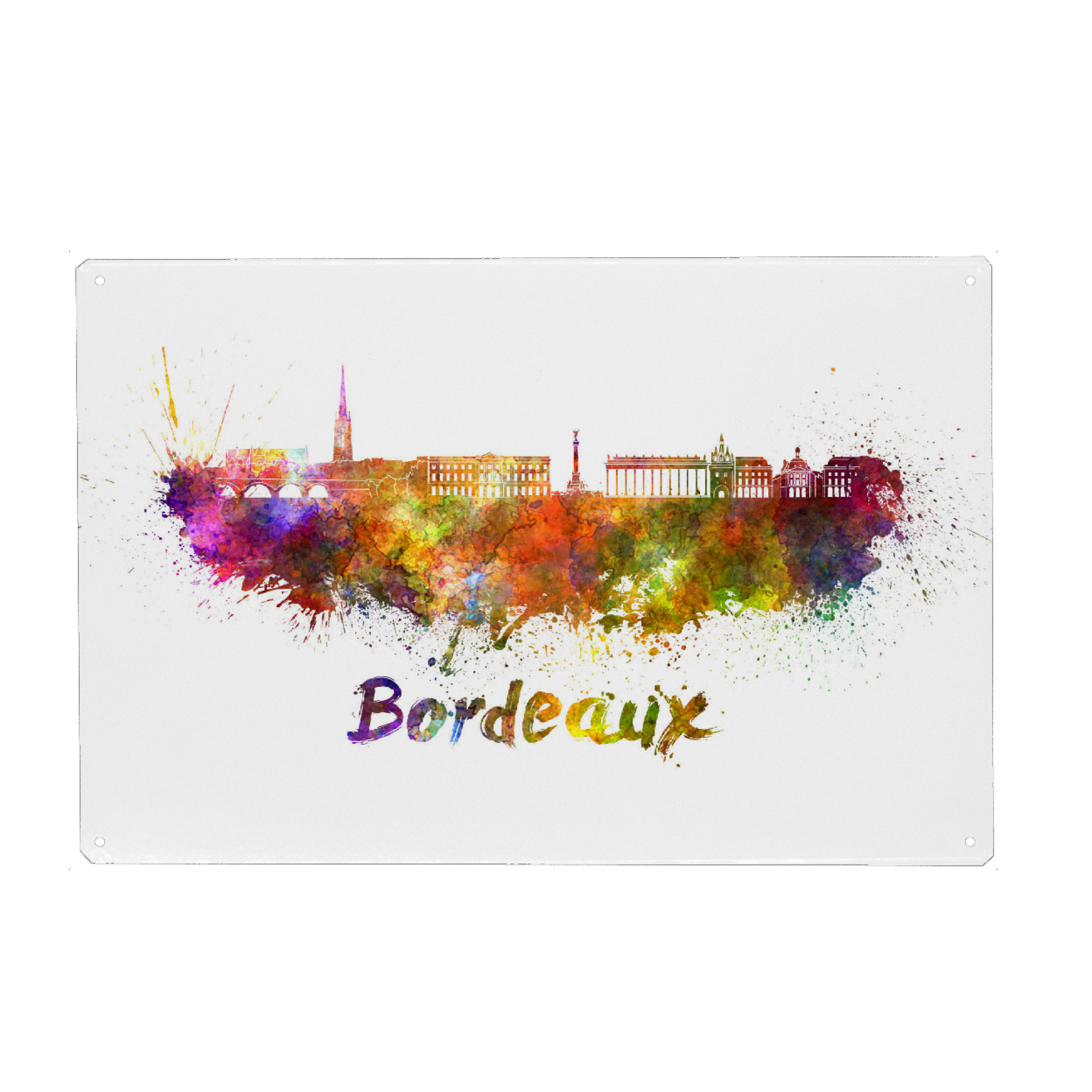 Metall Poster "BORDEAUX skyline in watercolor-b" artboxONE - Städte,Reise,Abstrakt,Architektur