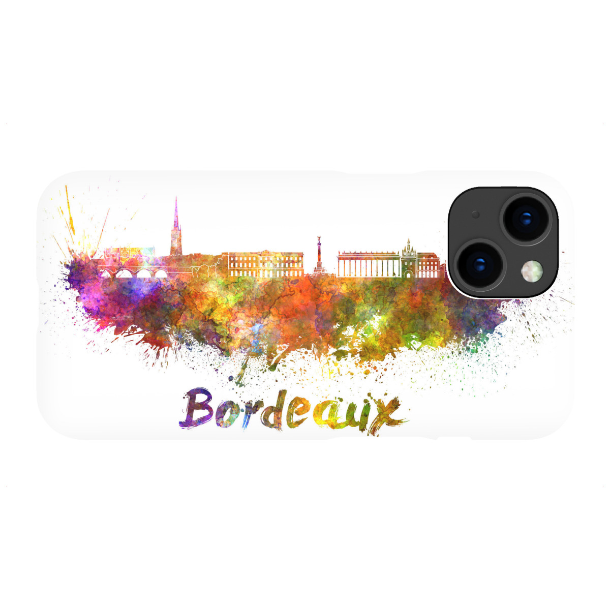 "BORDEAUX skyline in watercolor-b"für iPhone - Premium-Case Handyhülle artboxONE