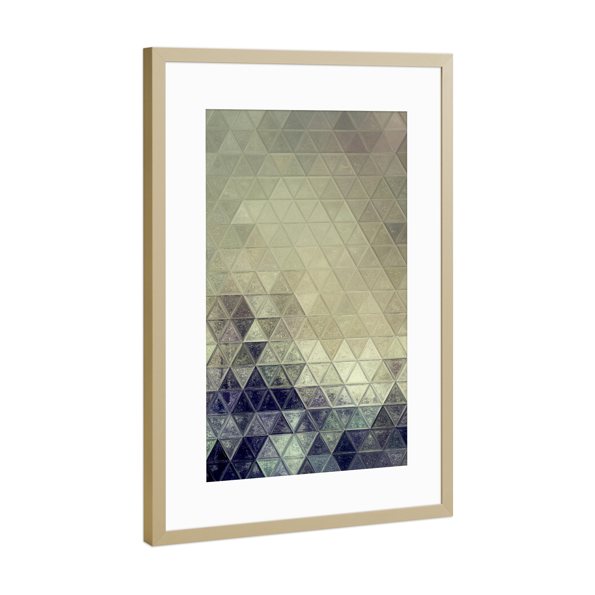 Poster mit Rahmen Gold "Mosaic beige black green" artboxONE - Abstrakt,Geometrie