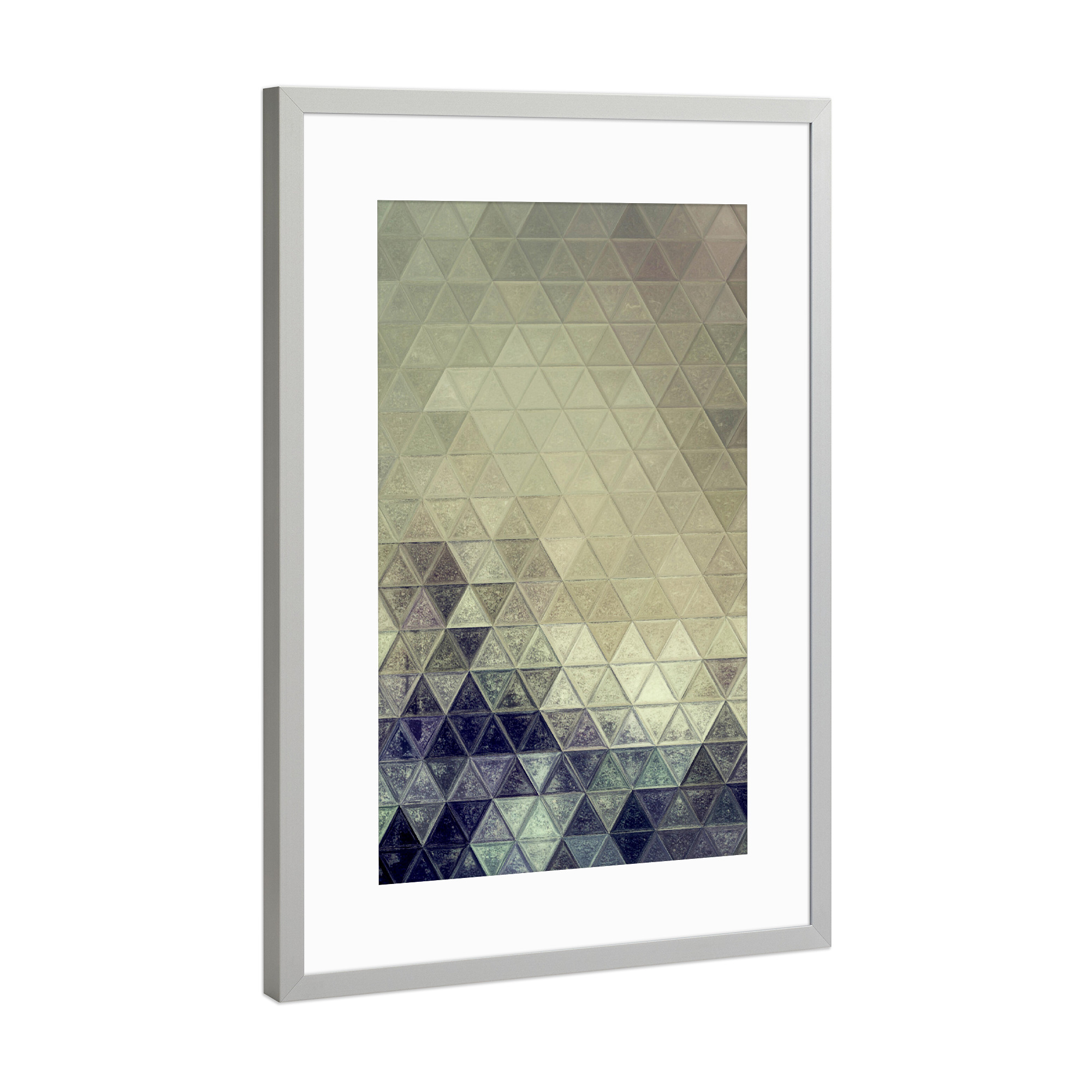 Poster mit Rahmen Silber "Mosaic beige black green" artboxONE - Abstrakt,Geometrie