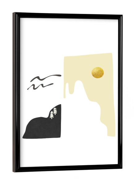 Poster mit schwarzem Rahmen "Minimale sonnige Alpenlandschaft" artboxONE - Natur,Abstrakt