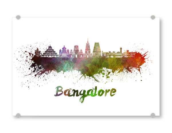 Acrylglasbild "BANGALORE skyline in watercolor-b" artboxONE - Städte,Reise,Abstrakt,Architektur