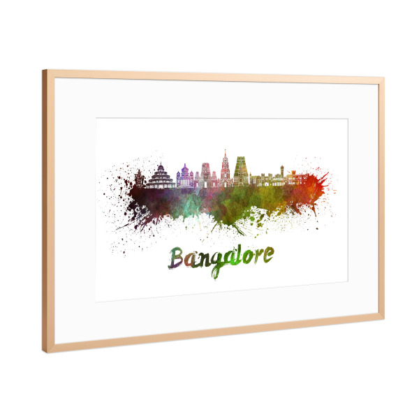 Poster mit Rahmen Kupfer "BANGALORE skyline in watercolor-b" artboxONE - Städte,Reise,Abstrakt,Architektur