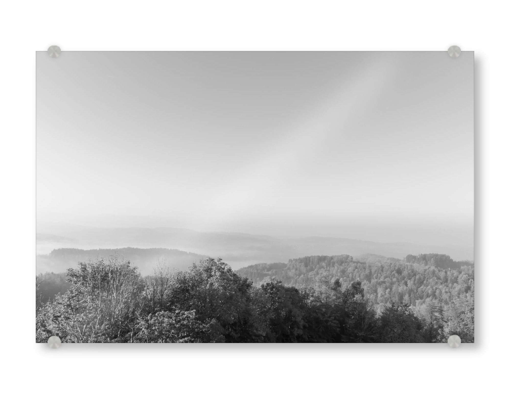 Acrylglasbild "Sonnenaufgang im Nebelmeer" artboxONE - Natur,Reise,Floral,Schwarzweiß