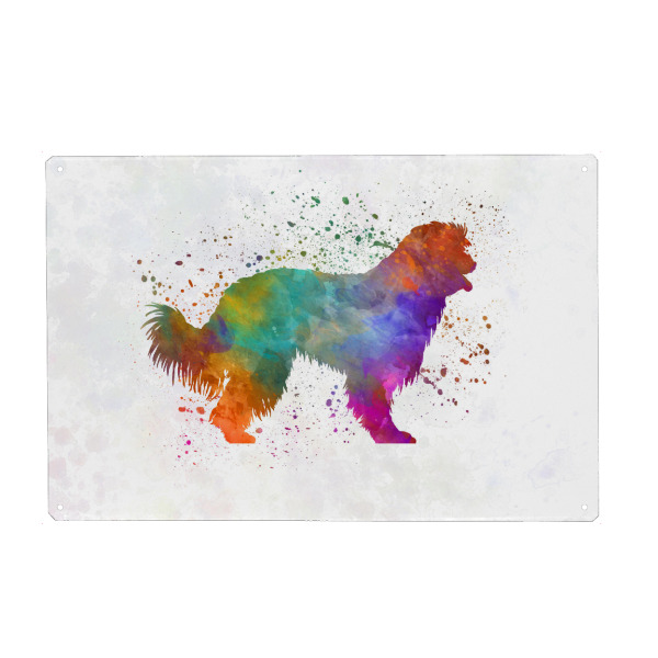 Metall Poster "Pyrenean Sheepdog" artboxONE - Tiere,Abstrakt - Dog,Dogs,Pet,Animal,Mammal,Watercolor,Dog poster,Illustration,Abstract - Blechschild