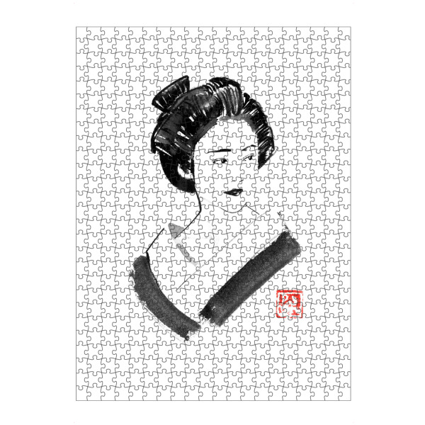 Puzzle Ravensburger "Watching geisha" artboxONE - Menschen - Geisha,Sumie,Japan,Menschen,Schwarzweiß,Blackandwhite - Bild geisha