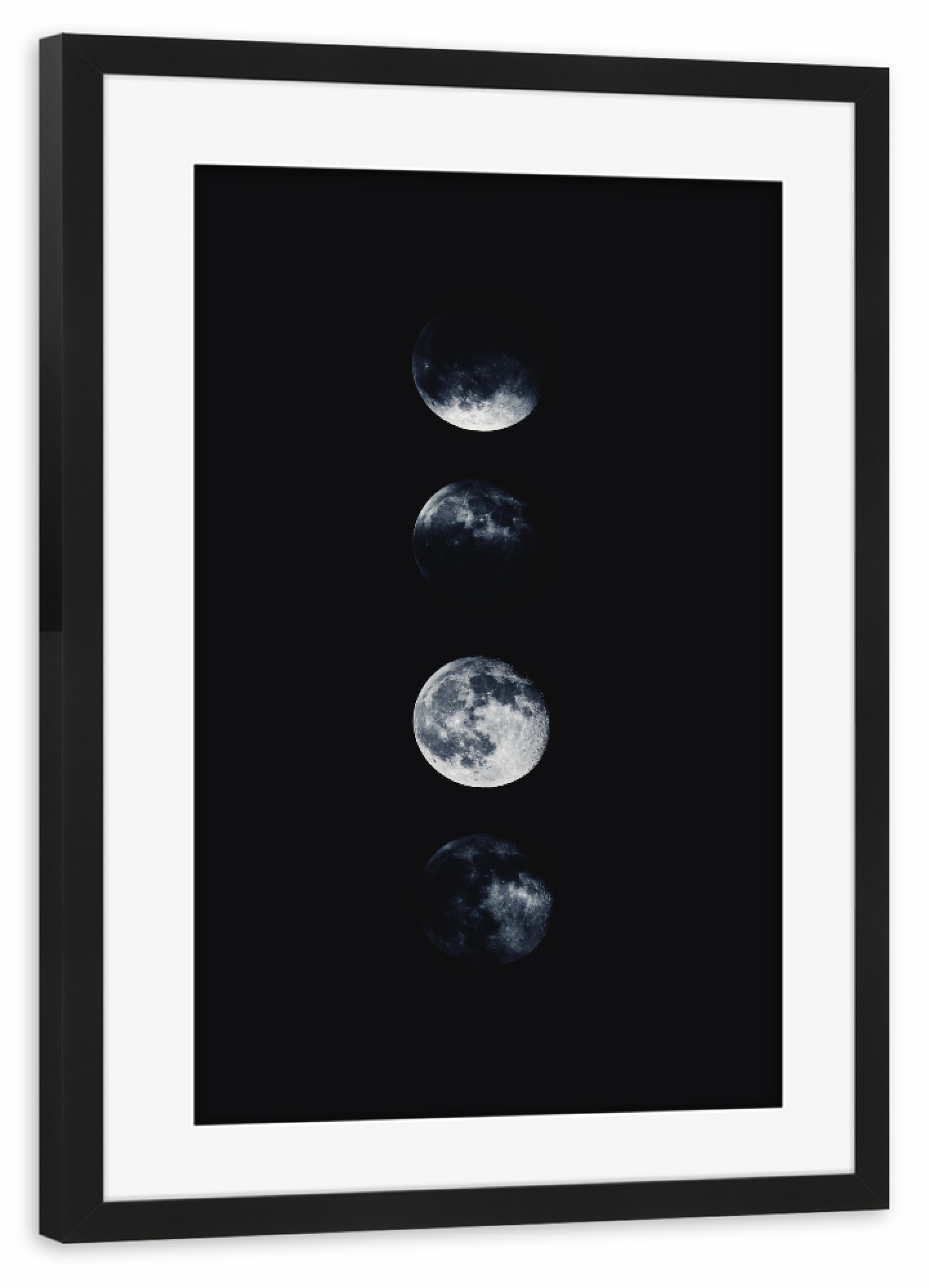 Poster mit Rahmen schwarz "Dunkles Mondquartett" artboxONE - Natur,Abstrakt,Schwarzweiß,Geometrie