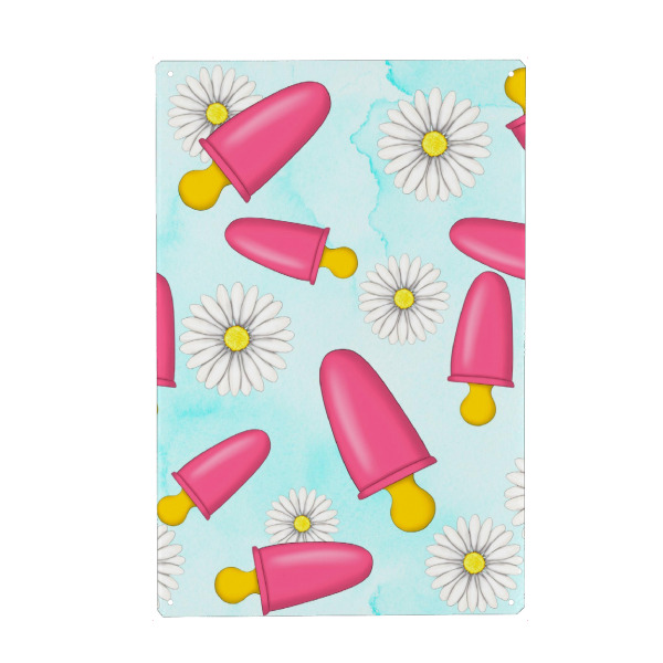 Metall Poster "Pink Ice Cream Pattern" artboxONE - Natur,Floral,Essen & Trinken,Abstrakt,Essen & Trinken / Obst & Gemüse