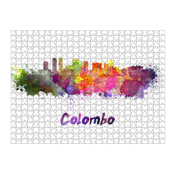 Puzzle Ravensburger "COLOMBO skyline in watercolor-b" artboxONE - Städte,Reise,Abstrakt,Architektur