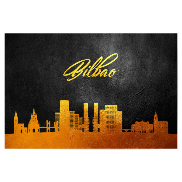Poster "Bilbao Spain Gold Skyline" artboxONE - Städte - Bilbao,Spain,Gold,Skyline,Spanien,Stadt