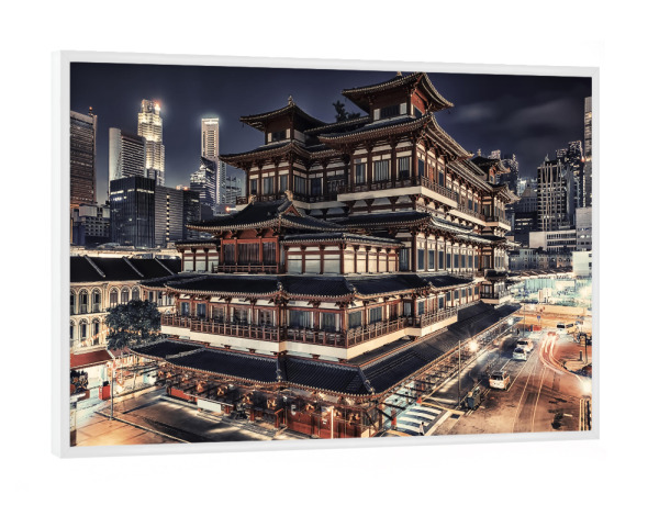 Poster mit weißem Rahmen "Night In Singapore" artboxONE - Städte,Reise,Architektur,Reise / Asien,Städte / Singapur