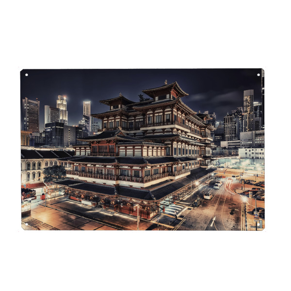 Holzbild "Night In Singapore" artboxONE - Städte,Reise,Architektur,Reise / Asien,Städte / Singapur