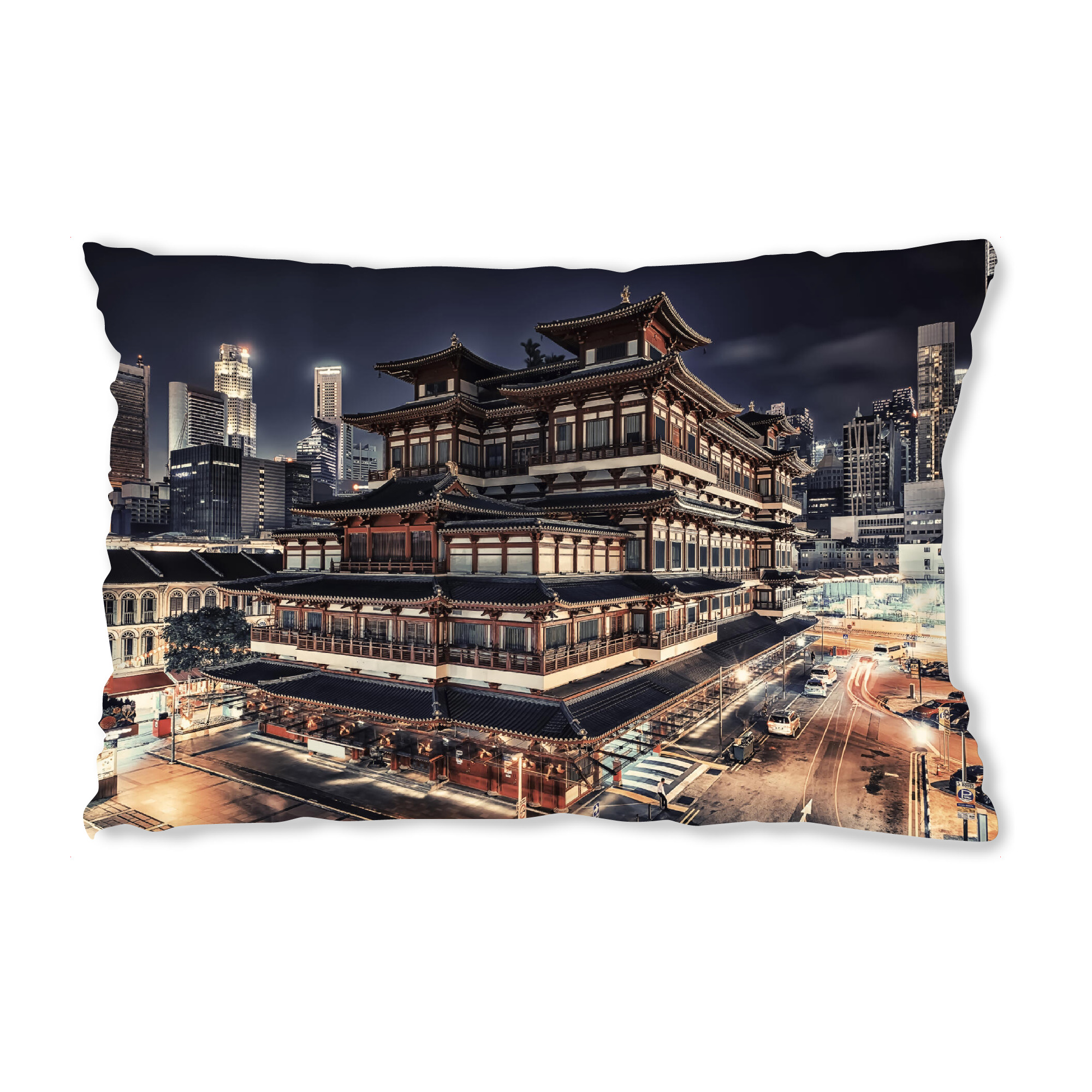 Design-Kissen "Night In Singapore" artboxONE - Städte,Reise,Architektur,Reise / Asien,Städte / Singapur