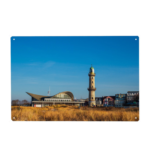 Holzbild "Dünengras, Leuchtturm, Teepott" artboxONE - Natur,Reise,Architektur,Reise / Strand und Meer