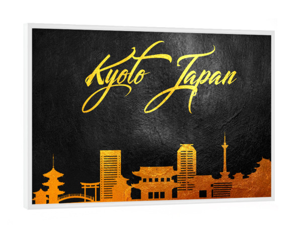Poster mit weißem Rahmen "Kyoto Japan Gold Skyline" artboxONE - Städte - Gold,Skyline,Kyoto,Japan,City,Stadt