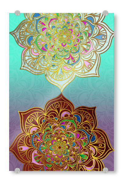 Acrylglasbild "Mandala symmetric" artboxONE - Abstrakt,Geometrie - Mandala,Vector,Yoga,Boho,Fancy,Arabic,Abstract,Nature,Tribal