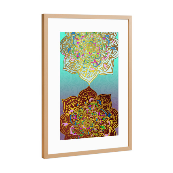 Poster mit Rahmen Kupfer "Mandala symmetric" artboxONE - Abstrakt,Geometrie - Mandala,Vector,Yoga,Boho,Fancy,Arabic,Abstract,Nature,Tribal
