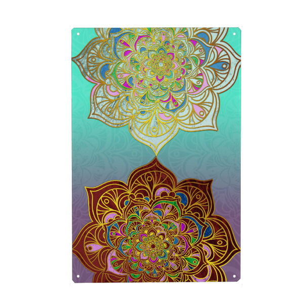 Metall Poster "Mandala symmetric" artboxONE - Abstrakt,Geometrie - Mandala,Vector,Yoga,Boho,Fancy,Arabic,Abstract,Nature,Tribal - Blechschild