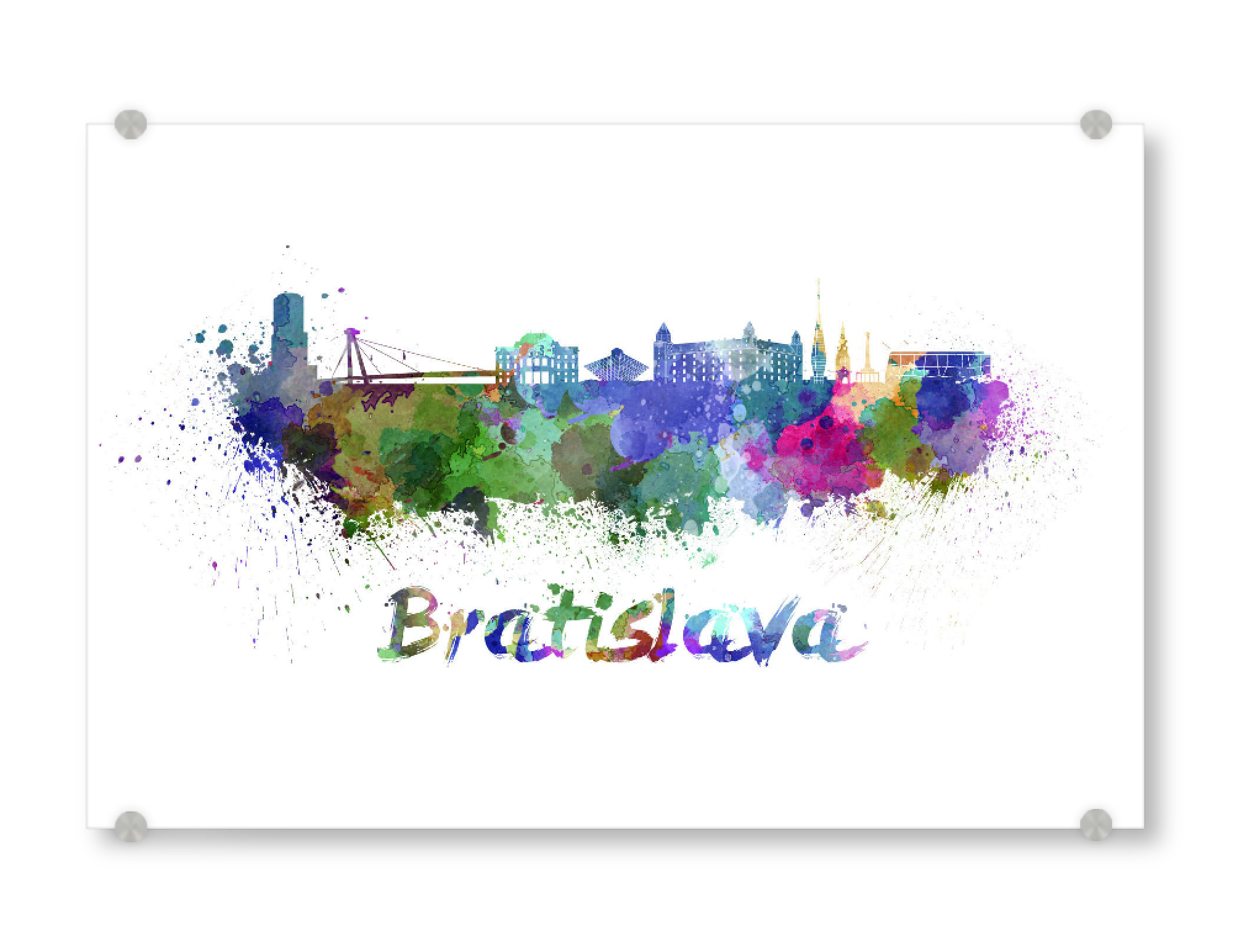Acrylglasbild "BRATISLAVA skyline in watercolor-b" artboxONE - Städte,Reise,Abstrakt,Architektur