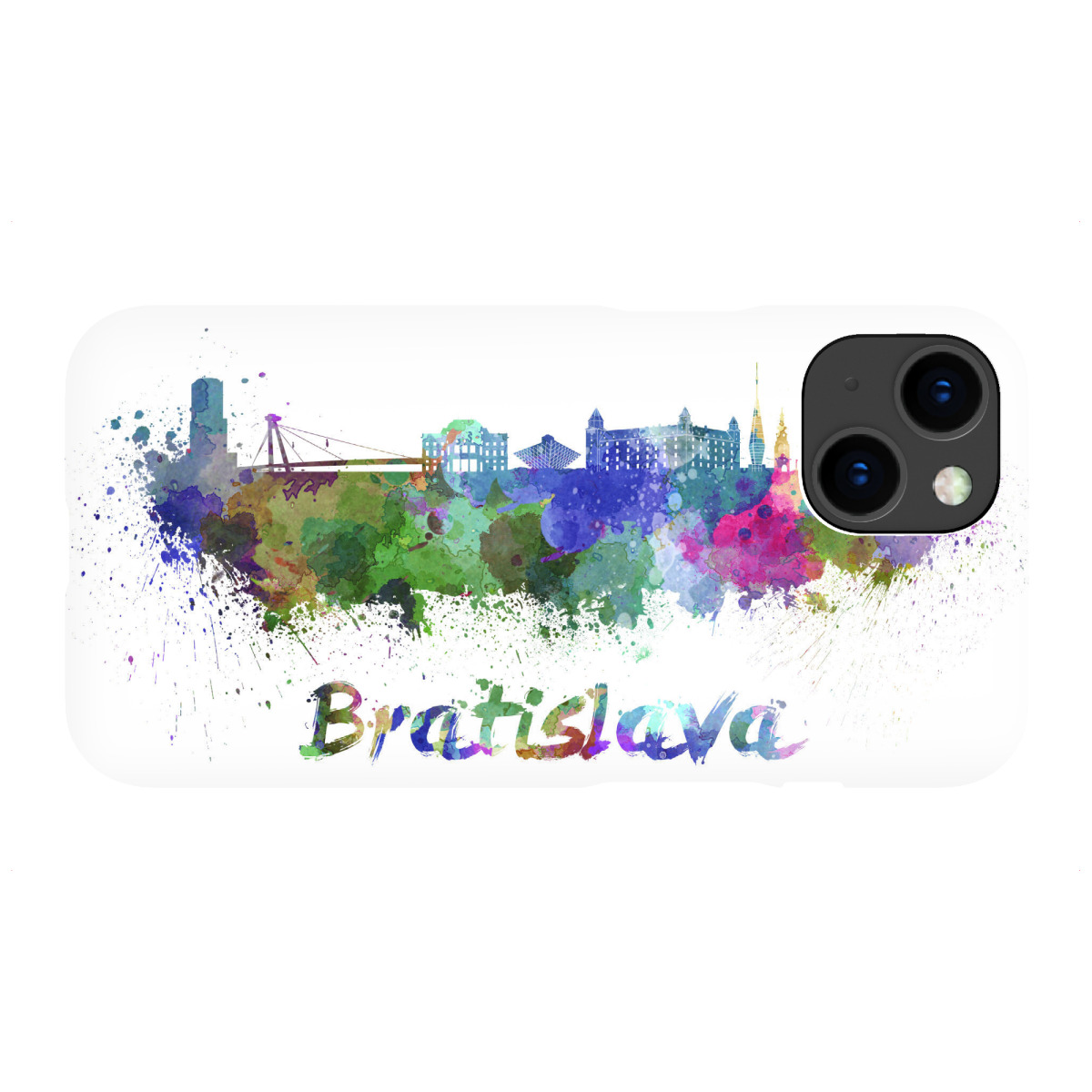 iPhone "BRATISLAVA skyline in watercolor-b" Premium-Case Handyhülle artboxONE