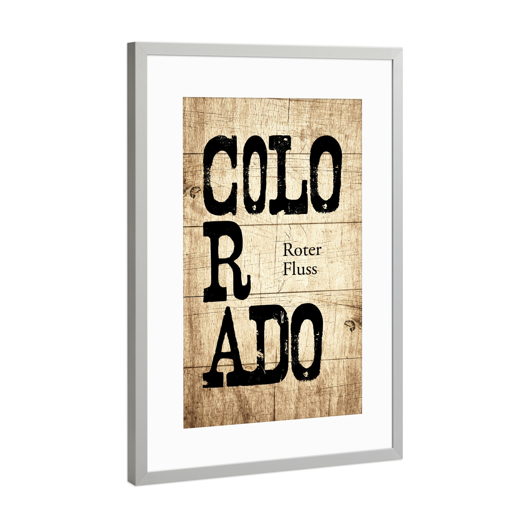 Poster mit Rahmen Silber "Colorado Schild" artboxONE - Typografie,Reise,Reise / Länder