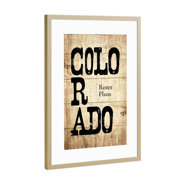 Poster mit Rahmen Gold "Colorado Schild" artboxONE - Typografie,Reise,Reise / Länder