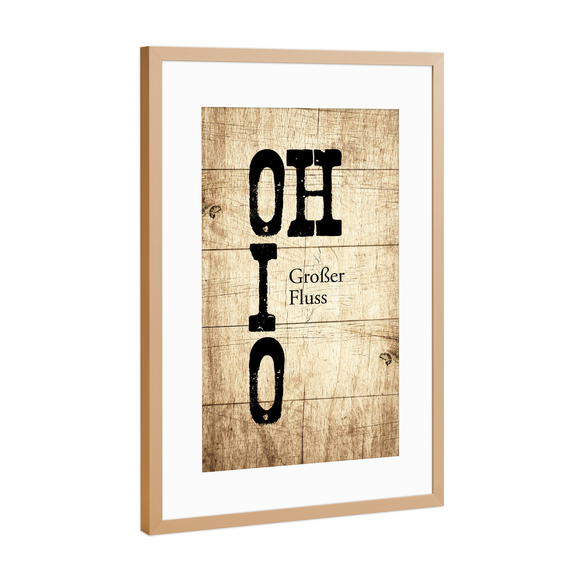 Poster mit Rahmen Kupfer "Ohio Schild" artboxONE - Typografie,Reise,Reise / Länder