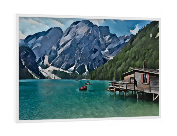 Poster mit weißem Rahmen "Am Pragser Wildsee" artboxONE - Natur,Reise,Abstrakt
