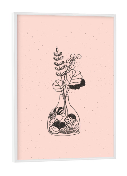 Poster mit weißem Rahmen "Floral art style vase pink" artboxONE - Natur,Floral