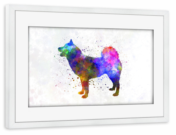 Poster mit Rahmen weiß "Greenland Dog in watercolor" artboxONE - Tiere,Abstrakt