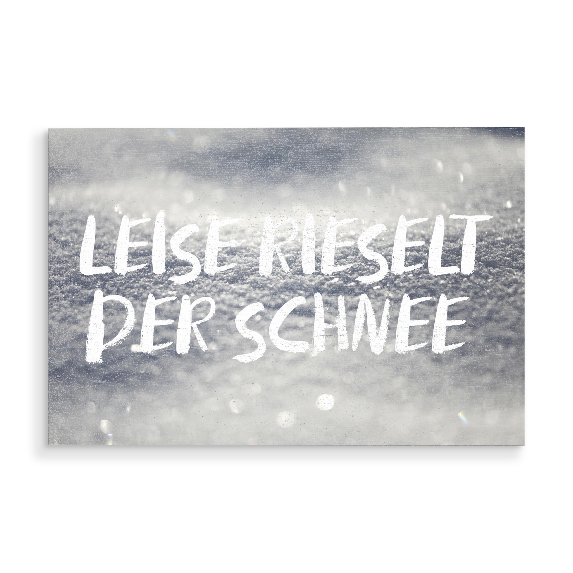 Holzbild "Leise rieselt der Schnee" artboxONE - Typografie,Natur,Abstrakt,Weihnachten