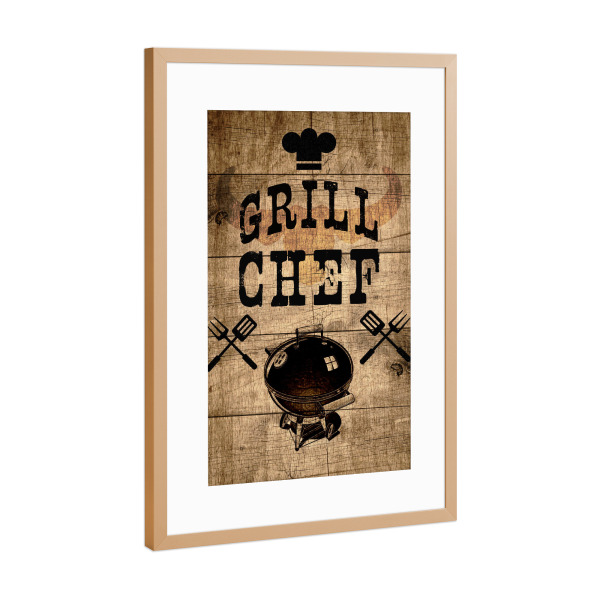 Poster mit Rahmen Kupfer "Grill Chef Board" artboxONE - Typografie,Essen & Trinken,Für Papa,Männer