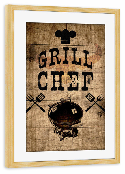 Poster mit Rahmen kiefer "Grill Chef Board" artboxONE - Typografie,Essen & Trinken,Für Papa,Männer