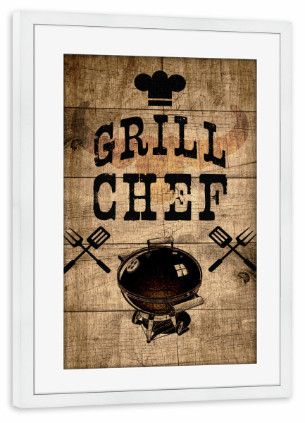 Poster mit Rahmen weiß "Grill Chef Board" artboxONE - Typografie,Essen & Trinken,Für Papa,Männer