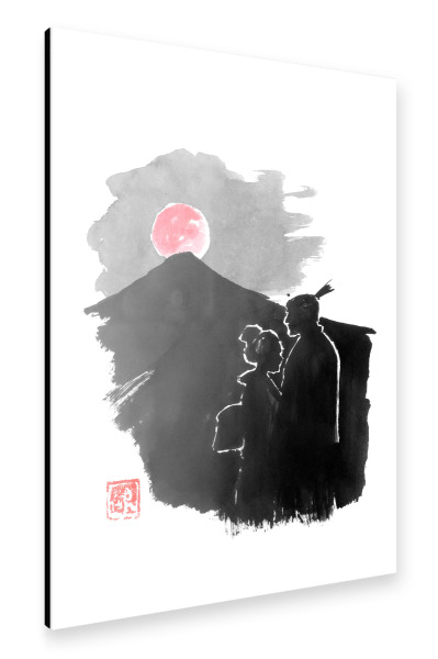 Alu-Dibond "Red moon couple" 30x20 cm artboxONE