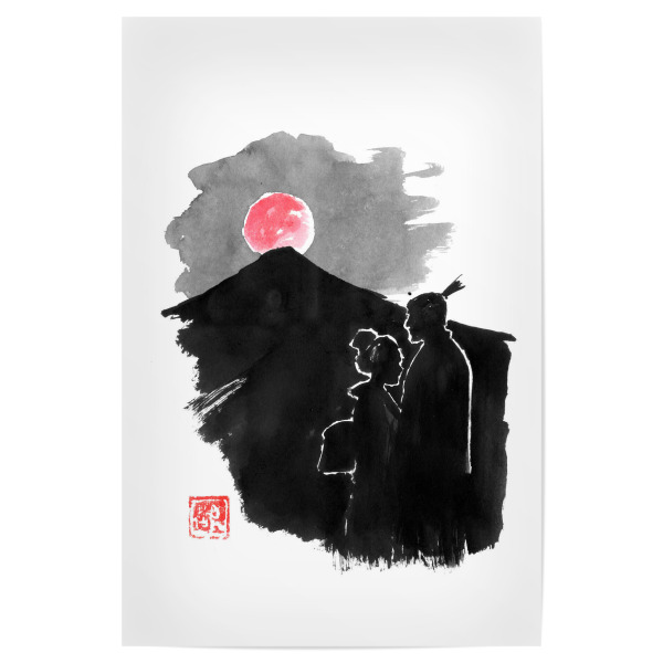 Poster "Red moon couple" artboxONE - Natur,Schwarzweiß