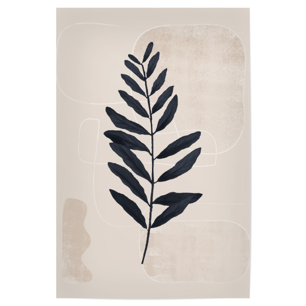Poster 30x20 cm "Leaf Tropical Blue" artboxONE - Floral,Abstrakt - Abstract,Geometric,Flower,Shape,Modern,New,Square,Clean,Minimal,Leaf,Blatt,Abstrakt