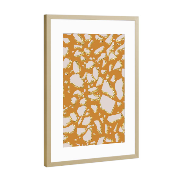 Poster mit Rahmen Gold "Pink And Orange Terrazzo Pattern" artboxONE - Abstrakt,Geometrie,Fashion,Festivals