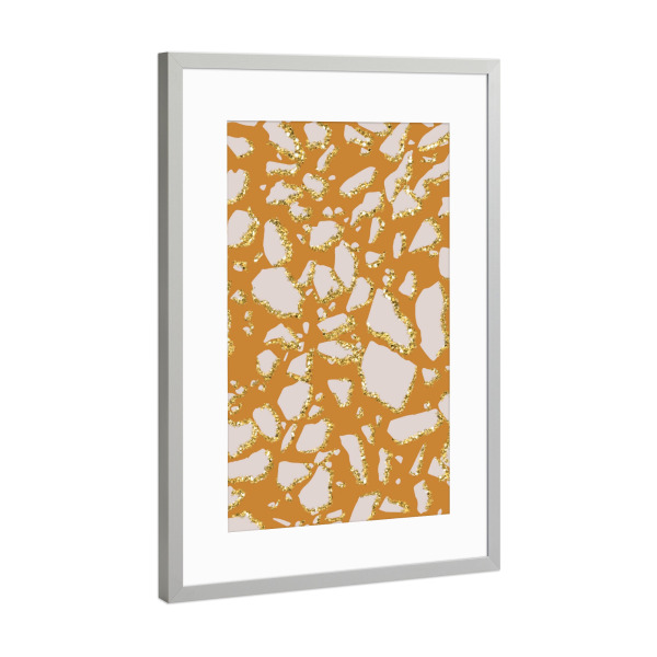Poster mit Rahmen Silber "Pink And Orange Terrazzo Pattern" artboxONE - Abstrakt,Geometrie,Fashion,Festivals