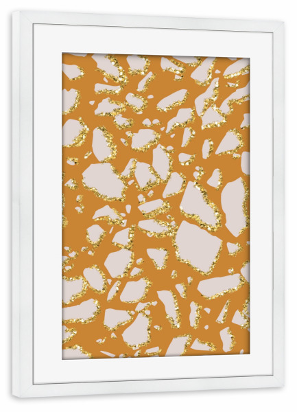 Poster mit Rahmen weiß "Pink And Orange Terrazzo Pattern" artboxONE - Abstrakt,Geometrie,Fashion,Festivals