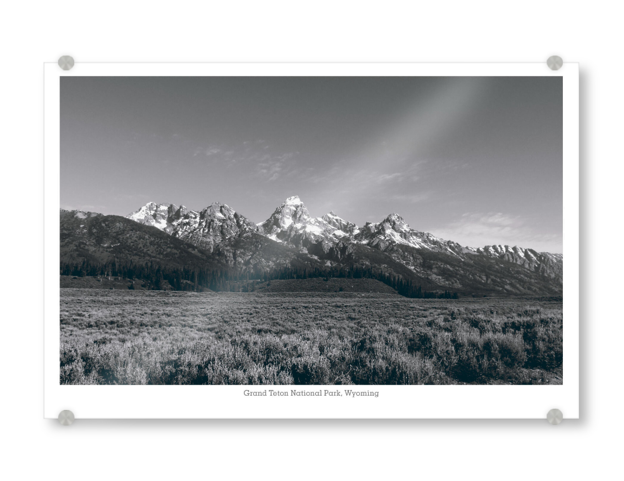Acrylglasbild "The Grand Tetons" artboxONE - Reise,Schwarzweiß,Reise / Länder