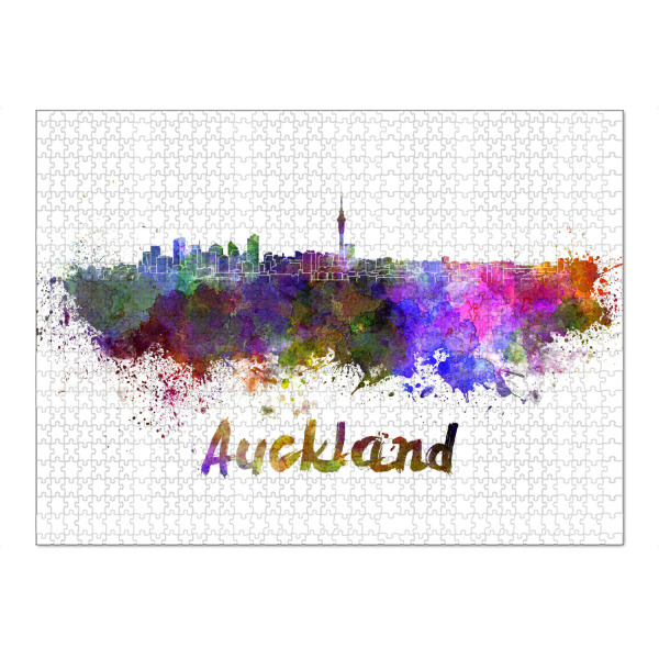 Puzzle Ravensburger "AUCKLAND Skyline in watercolor-b" artboxONE - Städte,Reise,Abstrakt,Architektur