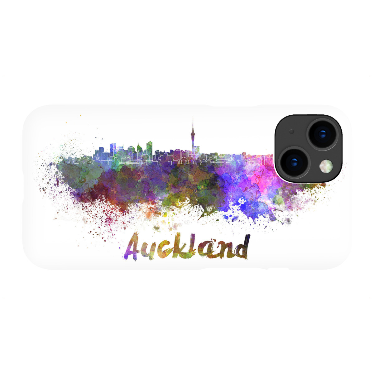 iPhone "AUCKLAND Skyline in watercolor-b" Premium-Case Handyhülle artboxONE