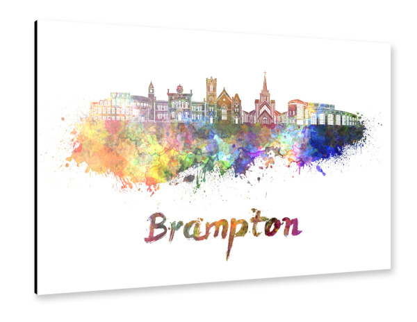 Alu-Dibond "BRAMPTON skyline in watercolor-b" 30x20 cm artboxONE