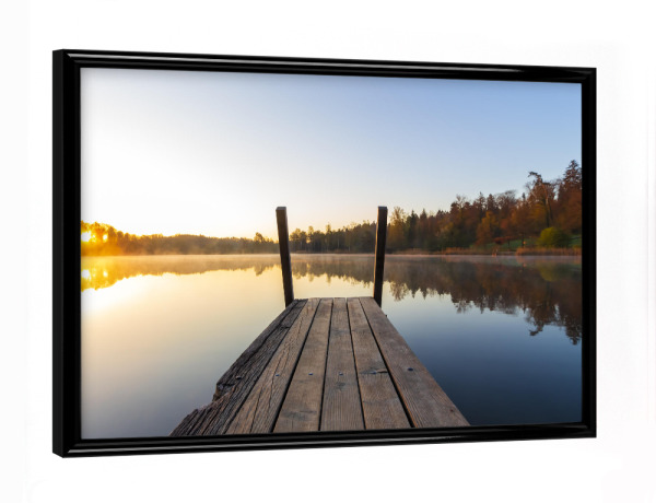 Poster mit schwarzem Rahmen "Schöner Sonnenaufgang mit Pier" artboxONE - Natur,Reise